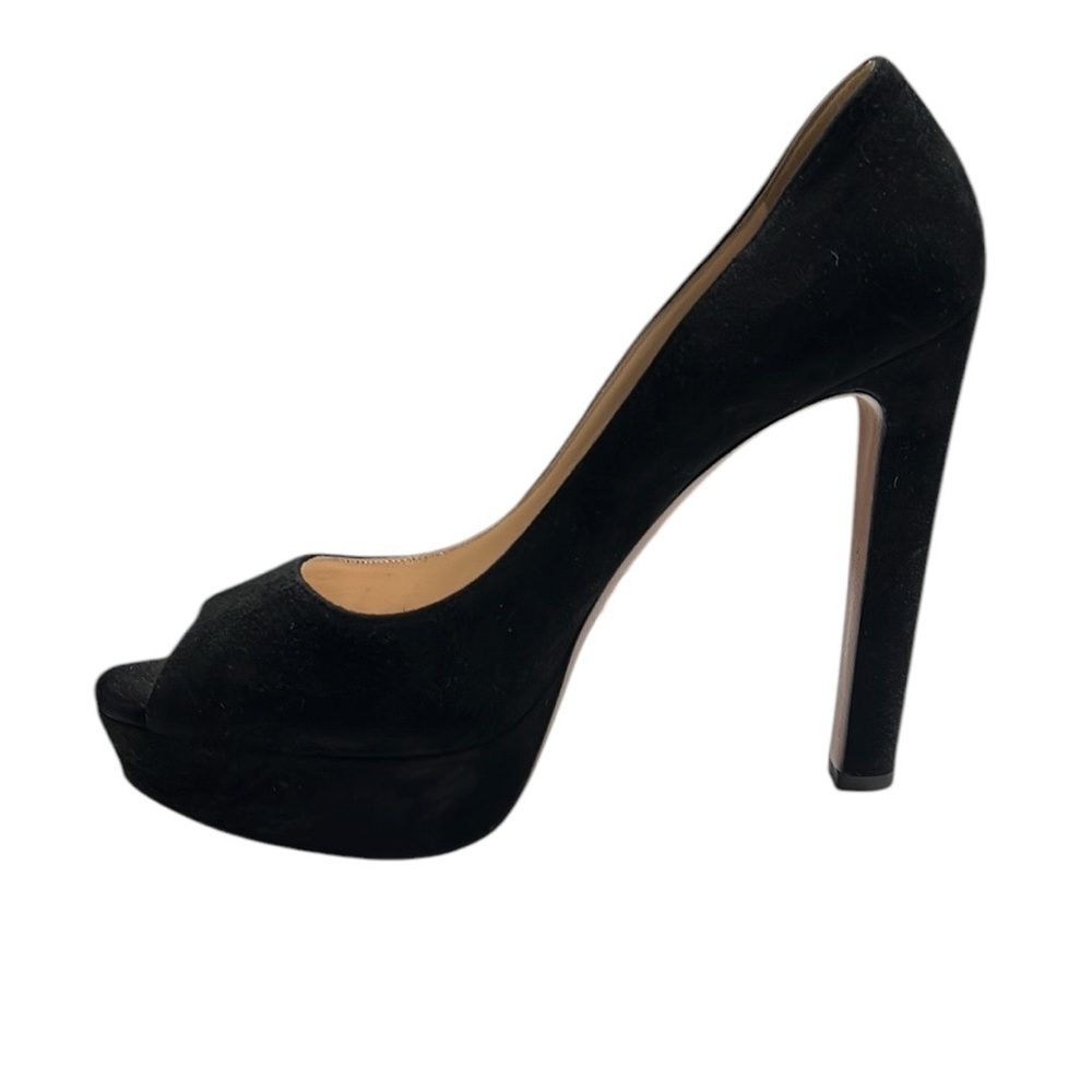 Prada Black Suede Peep Toe Pumps Size 38 - Picture 4 of 10